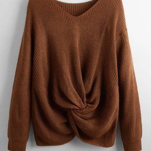 SHEIN | Plus Twist Hem V Neck Sweater